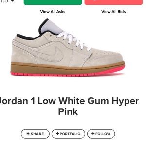 Jordan I Low White Hyper Pink